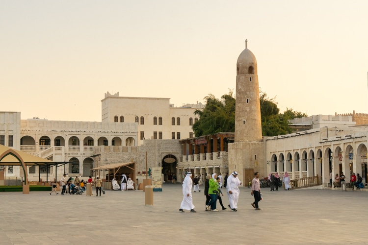 Souq Waqif bij zonsondergang