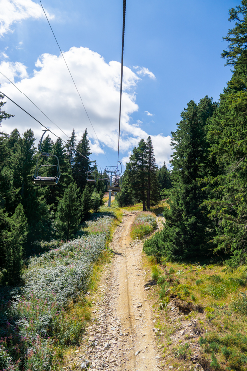 Uitzicht vanaf de kabelbaan over de bossen en bergen bij de Zeven Rila-meren in Bulgarije