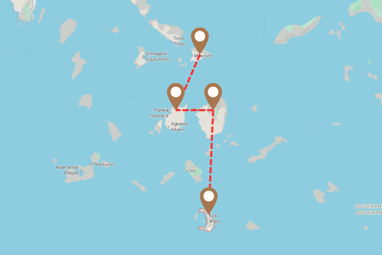 Eilandhoppen Cycladen kaart
